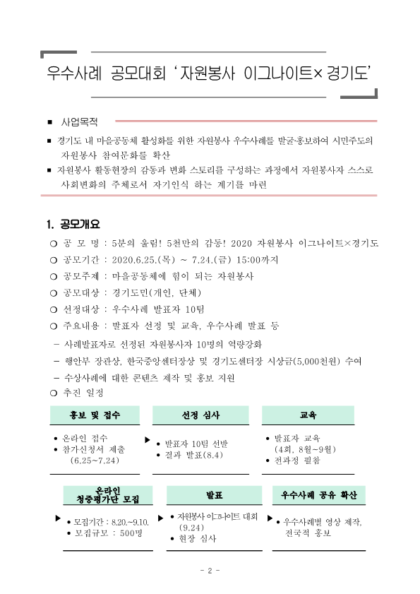 붙임 1. 2020 우수사례공모대회 '자원봉사 이그나이트×경기도' 공고문_2.png